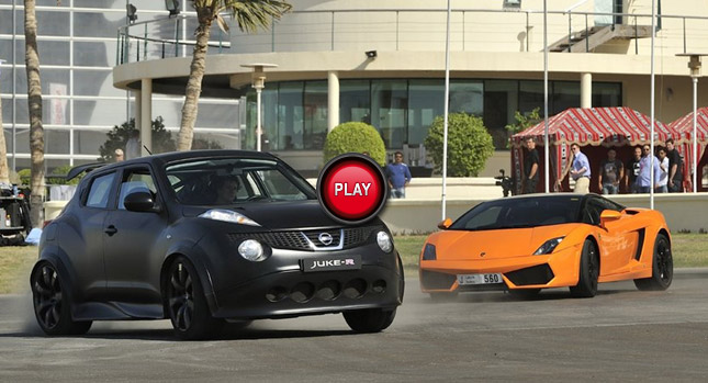  Watch the Nissan Juke-R Pawn a Ferrari 458, a Lamborghini Gallardo and a Mercedes SLS AMG