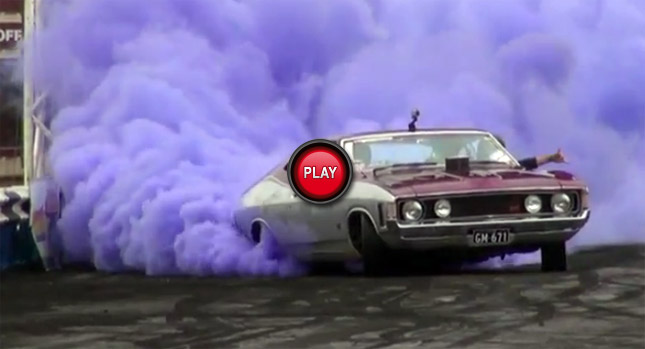  Purple Haze: Aussie Ford Falcon XA Coupe's Colorful Burnout