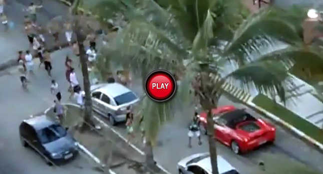  Foamed: Carnival Teens Attack Ferrari F430 Spider in Brazil