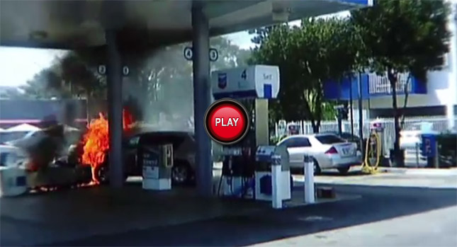  Impatient Woman Rushes to Beat Another Driver at the Gas Pump, Crashes and Blows it Up!