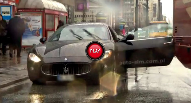  This is what Happens when you Leave a Maserati Gran Turismo's Door Open Near a Bus