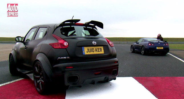  Nissan Juke-R Versus Nissan GT-R on the Race Track: Which One do You Think Will Win?