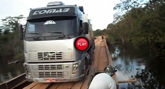  Trying to Cross a Rotted Wooden Bridge with a Fully Loaded Semi Truck is a Very Bad Idea