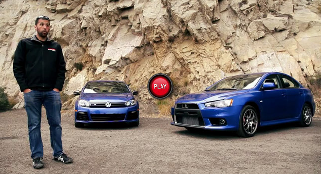 Mt Puts New Vw Golf R And Mitsubishi Lancer Evo Head To Head Carscoops
