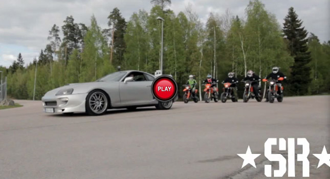  A Toyota Supra with 1,000 WHP, a Group of Motorcycles and a Cop
