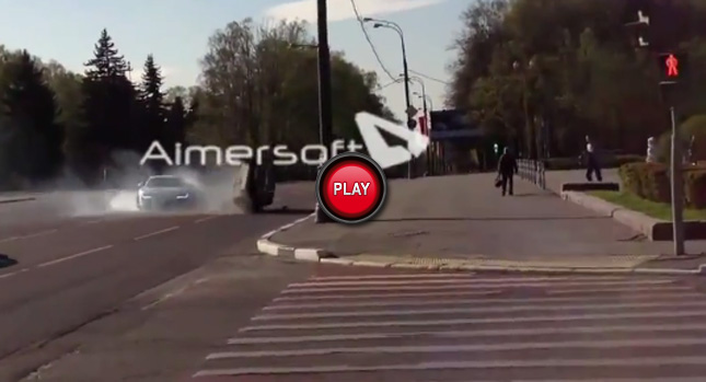  Audi R8 Drifts, Smashes Into Lada Rolling it Over, then Runs Away from the Scene