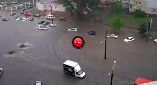  Watch Heavy Rainfall Turn a Road Into a River in Ukraine