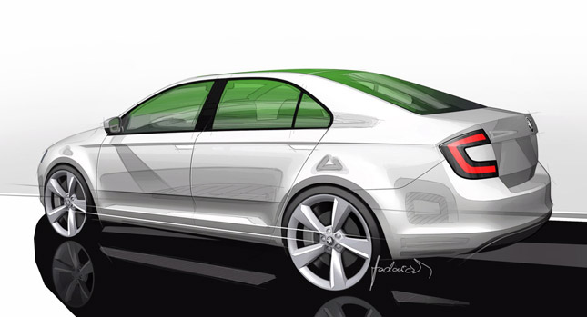  Skoda Drops Teaser Sketches and Images of the 2013 Rapid Sedan
