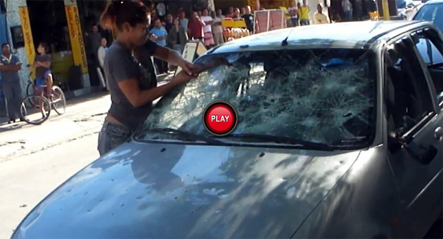  Pissed Off Woman Unleashes Hammer Hell on Her Man's (?) Fiesta