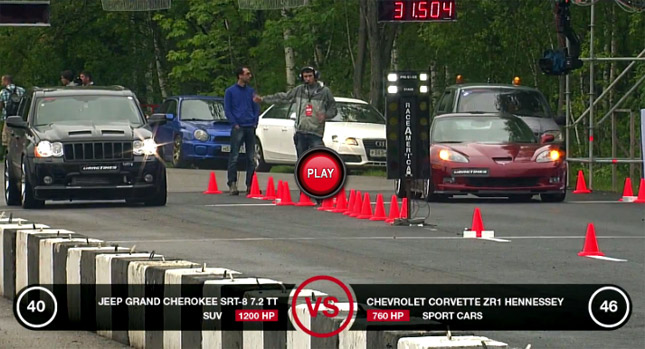  Drag Race Battles with Corvette ZR1 Hennessey, Jeep SRT-8 Twin Turbo, Mercedes E63 and S65 AMG