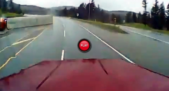  Canadian Trucker gets the Fright of His Life When Oncoming 18-Wheeler Rolls Over [NSFW]