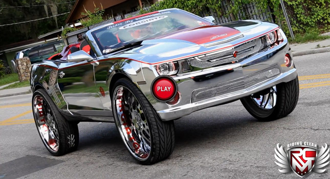  Meet the King of Camaro Bling: SS Convertible Chromed Inside and Out Riding on 32-inch Wheels