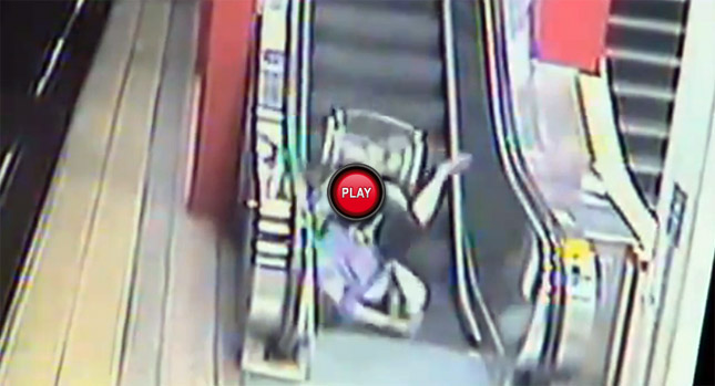  Oh Chowder…Woman Tries to Drive a Motorized Scooter up an Escalator