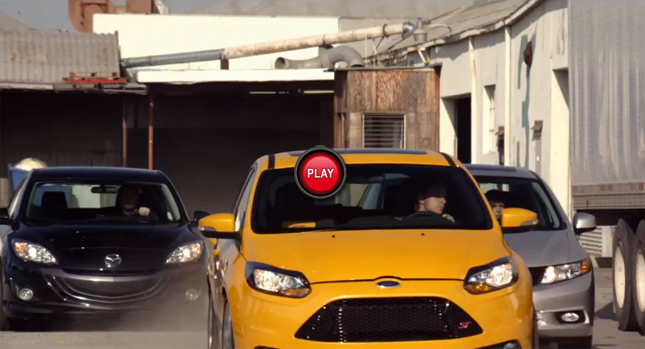  Ford Focus ST, MazdaSpeed3 and Honda Civic Coupe Si Play Around in an Abandoned Warehouse