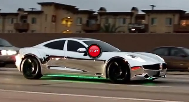  What do You Say About a Chrome-Wrapped Fisker Karma with Neon Underglow Lights?