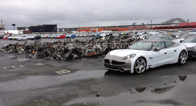  Mega Storm Sandy Submerges 16 New Fisker Karma EVs, which Then Catch Fire at New Jersey Port