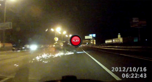  Russian Driver in a Car Sliding Upside Down on the Highway Lives Another Day