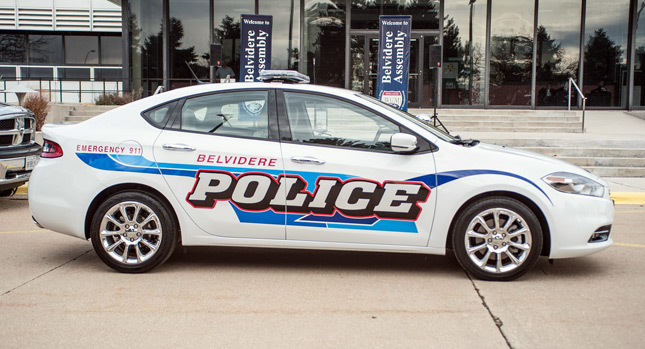  New Dodge Dart Dresses Up as a Cop Car to Escort Food Drive Procession