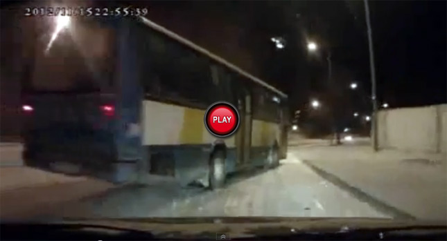  Driver's Quick Reaction to Sliding Bus Saves Him a Trip to the Body Shop