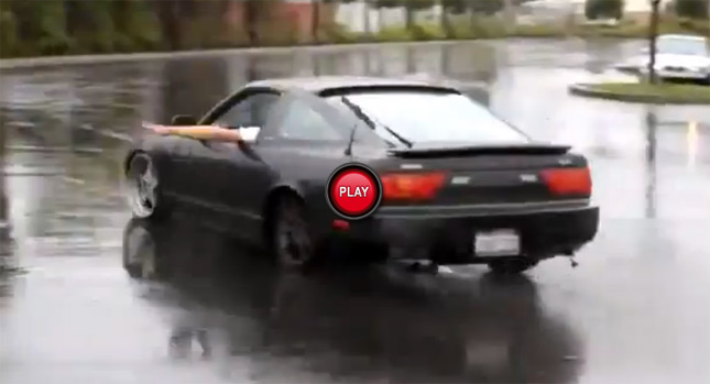  Nissan 240SX Driver is So Cool Drifting with One Hand on the Wheel…Until he Crashes