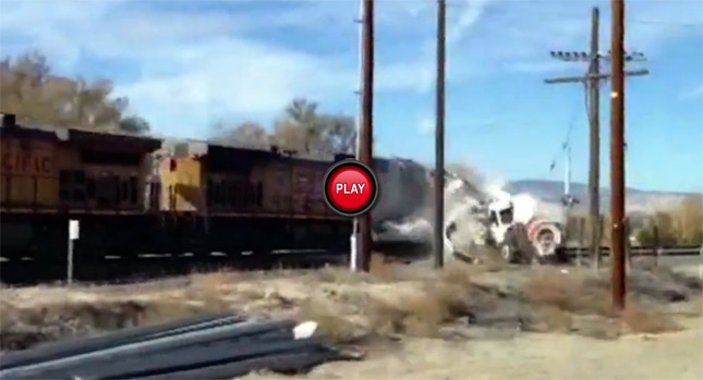  Rail Buff Films Train Crashing into a Water Truck in Utah, Amazingly, No One Hurt