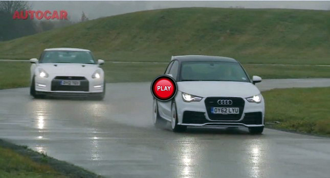  Audi A1 Quattro Beats Nissan GT-R on a Wet and Twisty Track, Rains Cats and Dogs Over England…