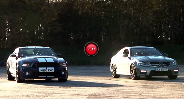  EVO Drag Races Shelby GT500 Mustang and Mercedes-Benz C63 AMG Coupe