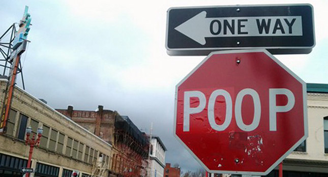  "Poop" Stop Sign Pranksters at Large in Portland…