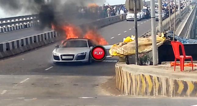  Audi R8 Coupe Burns to the Ground During Mumbai Supercar Meeting