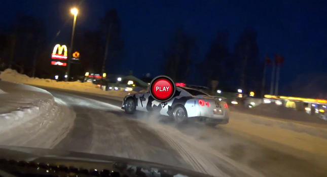  Ice Ricer Nissan GT-R Having Some Winter Fun in Northern Sweden