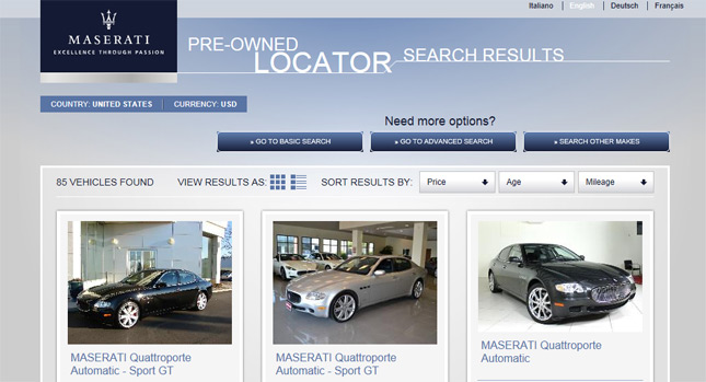  Maserati Launches New Global Pre-Owned Car Locator Website