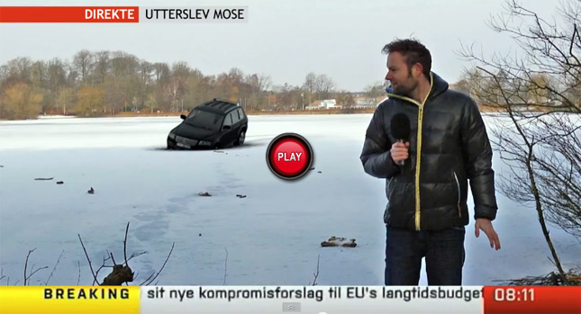  VW Touareg Falling Through Ice on Live Television Looks Laughably Fake, Yet it Made the News