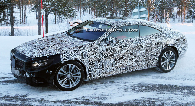  Spy Shots: New Mercedes-Benz S-Class Coupe Takes Up Skiing Lessons in Sweden