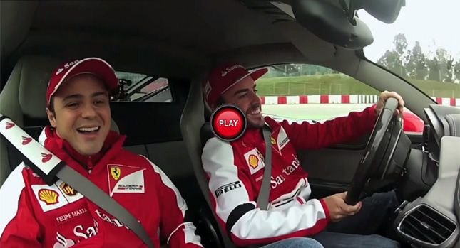  Ferrari's F1 Drivers Alonso and Massa Have Fun in a 458 Italia