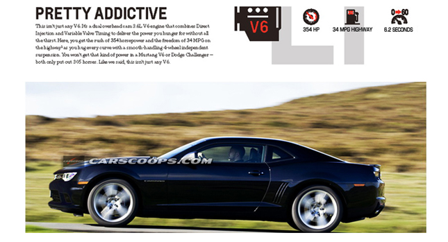  2014 Camaro V6 Brochure Leaked, Gains Power Boost and Different Tail Lamps