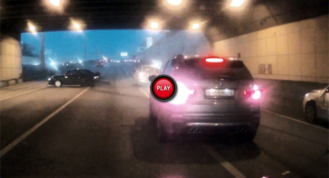  BMW X5 and Audi Racers Cause Huge Accident in Russian Tunnel