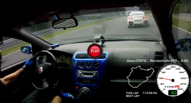  Watch a Tuned Honda Civic Type-R Keep Up with Nissan GT-R on the ‘Ring