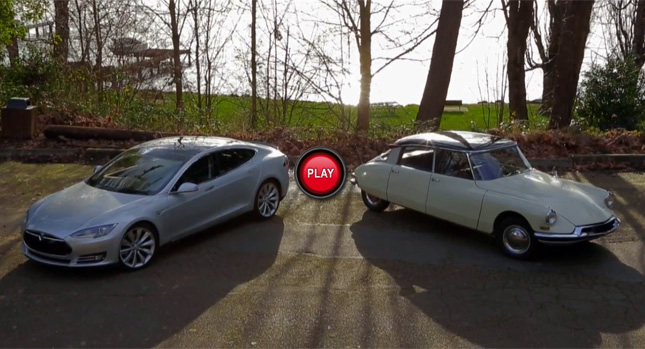  Motor Trend Pits Past Against Future with Classic Citroën DS vs New Tesla Model S