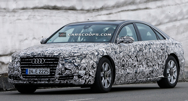  Spied: Audi Continues Family Facelift with 2014 A8 Luxury Sedan