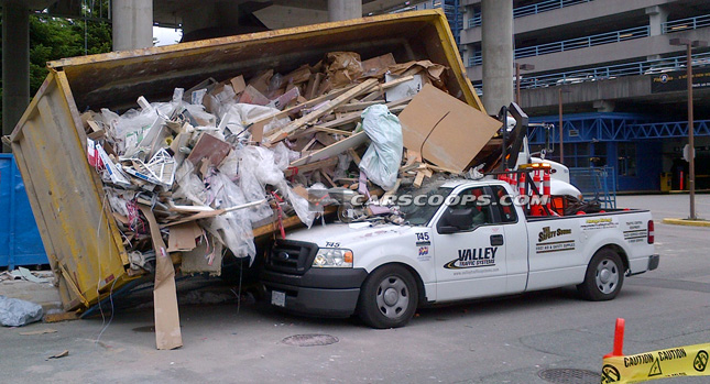 F-150 Lives Up to its Built Ford Tough Promise After Container Falls on Truck