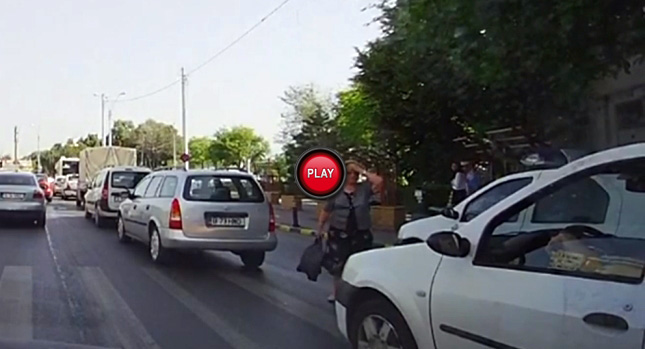  Romanian Cops Nearly Run Over Old Lady on Crosswalk