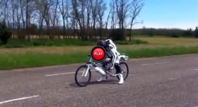  Crazy Frenchman Sets World Speed Record on Rocket-Powered Bicycle at 163MPH or 263KM/H!