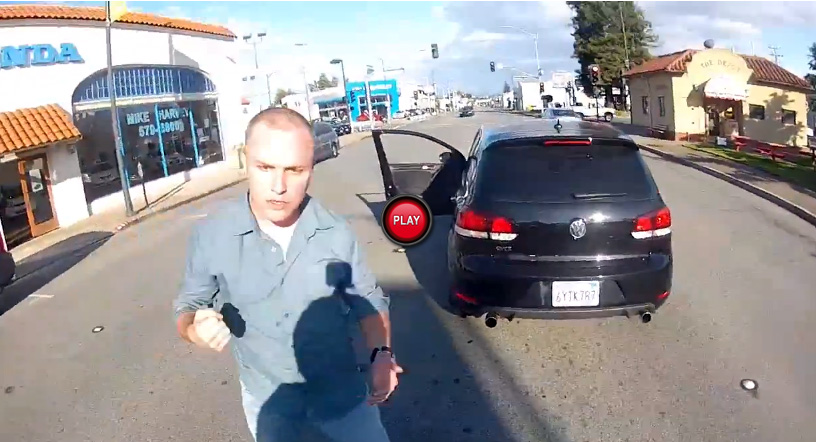  Macho Jerk in California Slaps Motorcyclist Who Captures it on Film