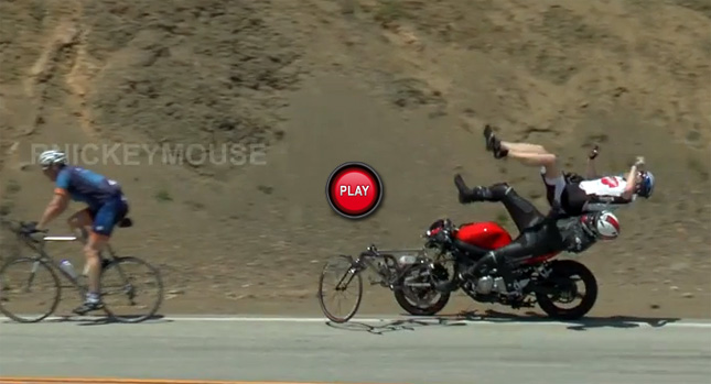  Motorcyclist Butts Into A Pair of Bicyclists on Mulholland Highway