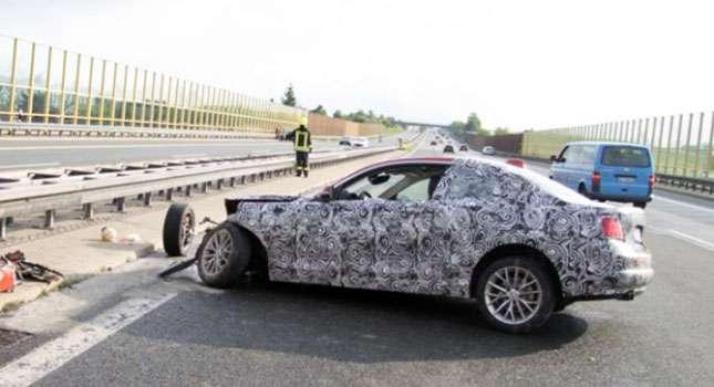  BMW 2-Series Test Vehicle Removes 50 Meters of Guardrail in High-Speed Autobahn Crash