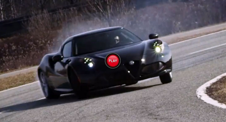  A Black Alfa Romeo 4C on a Track with Dramatic Background Music May Frighten You…