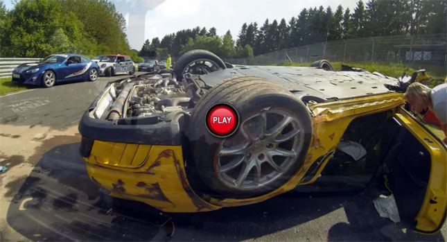  Watch a Porsche 911 GT2 Driver Crash, Tumble and Then Walk Away on the 'Ring