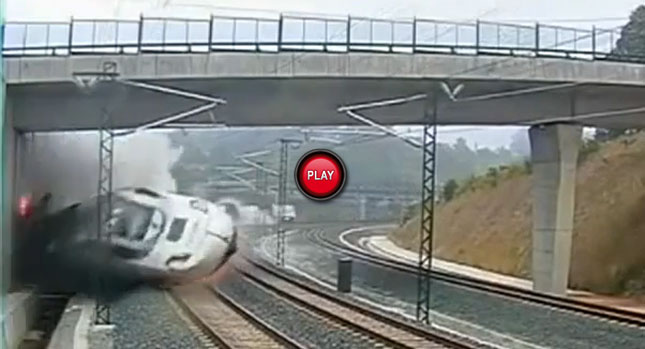  Security Camera Captures Train Derailing in Spain