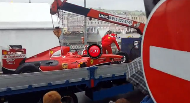  Kamui Kobayashi Crashes Ferrari F1 Car during Moscow Demonstration