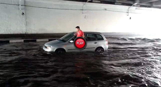  Flooded Russian Underpass Looks Fun…From the Outside
